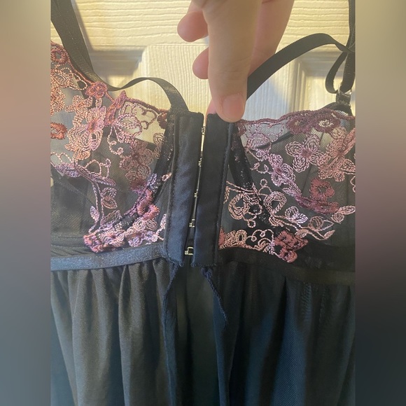 icollection Babydoll Purple Floral Embroidered Sheer Corset Lingerie Size 3X - Picture 7 of 7